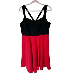 CeCe by Cynthia Steffe Margot Black & Red Colorblock Strappy Short Dress Size 10